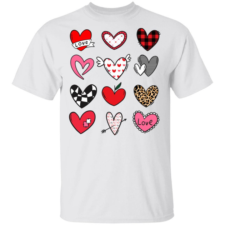 Hearts Shirt Valentine&#039;s Day Leopard Plaid Love Gift Shirt - Awesome Tee Fashion