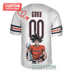 Chicago Bears x Son Goku Kakarot Super Saiyan Dragon Ball Z with Super Bowl Trophy Custom Jersey White