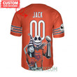 Chicago Bears x Jack Skellington and Sally The Nightmare Before Christmas with Super Bowl Trophy Custom Jersey Orange