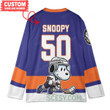 New York Islanders x Snoopy and Charlie Brown Custom Hockey Jersey Blue Home