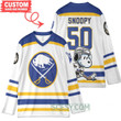 Buffalo Sabres x Snoopy and Charlie Brown Custom Hockey Jersey White Away