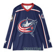 Columbus Blue Jackets x Snoopy and Charlie Brown Custom Hockey Jersey Navy Home