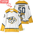 Nashville Predators x Snoopy and Charlie Brown Custom Hockey Jersey White Away