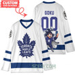Toronto Maple Leafs x Son Goku Kakarot Super Saiyan Dragon Ball Z Hockey Jersey White Away