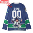 Vancouver Canucks x Son Goku Kakarot Super Saiyan Dragon Ball Z Hockey Jersey Blue Home