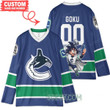 Vancouver Canucks x Son Goku Kakarot Super Saiyan Dragon Ball Z Hockey Jersey Blue Home