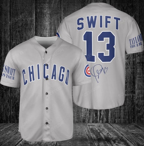 Chicago Cubs Taylor Swift Baseball Jersey Gray - Scesy