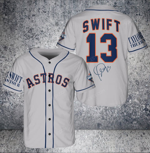Houston Astros Taylor Swift Baseball Jersey Gray - Scesy