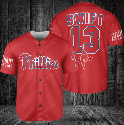 Taylor Swift Phillies Baseball Jersey - Bold Red Design - Scesy