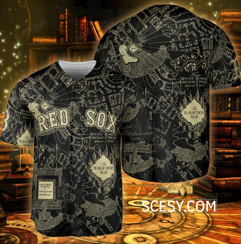 Red Sox Marauder's Map Baseball Jersey - Black - Scesy