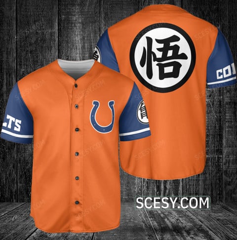 Indianapolis Colts Dragon Ball Son Goku Baseball Jersey - Scesy
