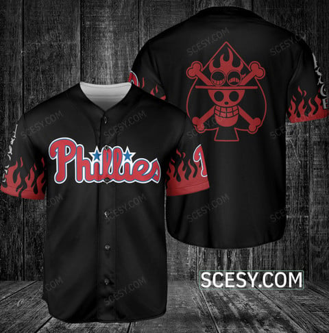 Philadelphia Phillies One Piece Baseball Jersey Black - Scesy