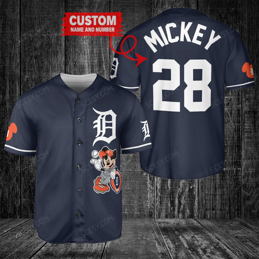 Mickey Mouse x Detroit Tigers Jersey Navy - Scesy