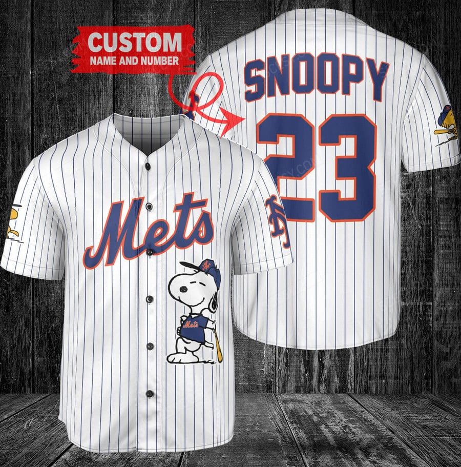 Peanuts Snoopy x New York Mets Baseball Jersey W - Scesy