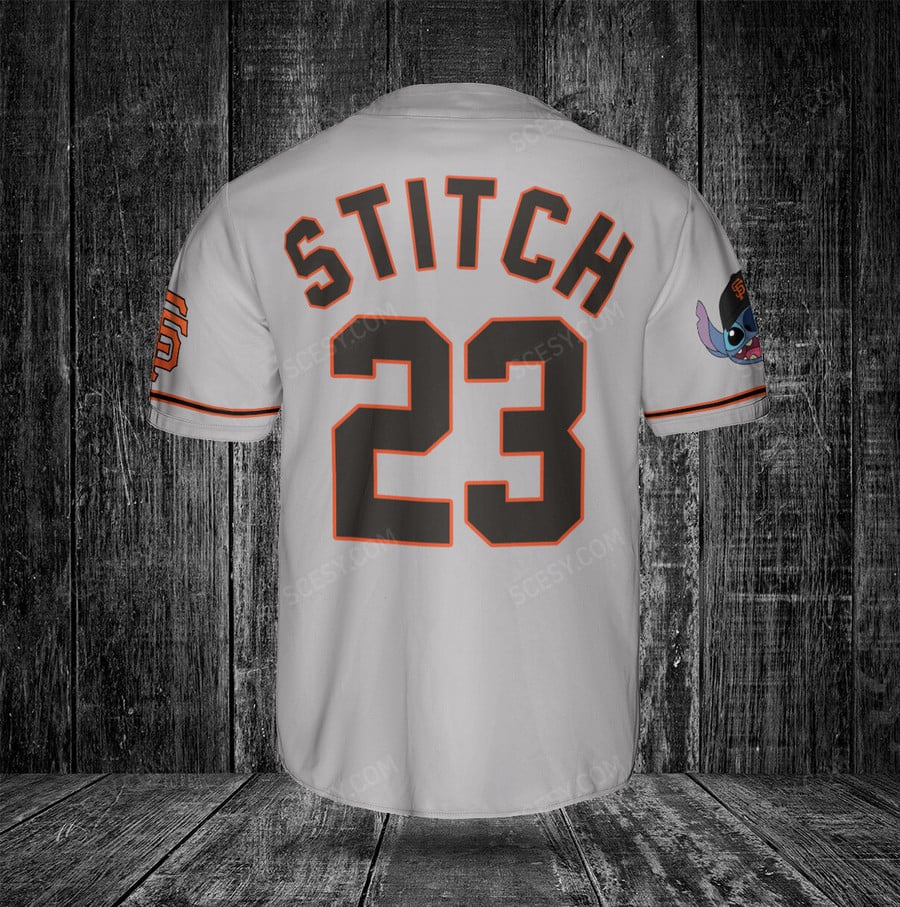 San Francisco Giants Gray Lilo & Stitch Baseball Jersey - Scesy