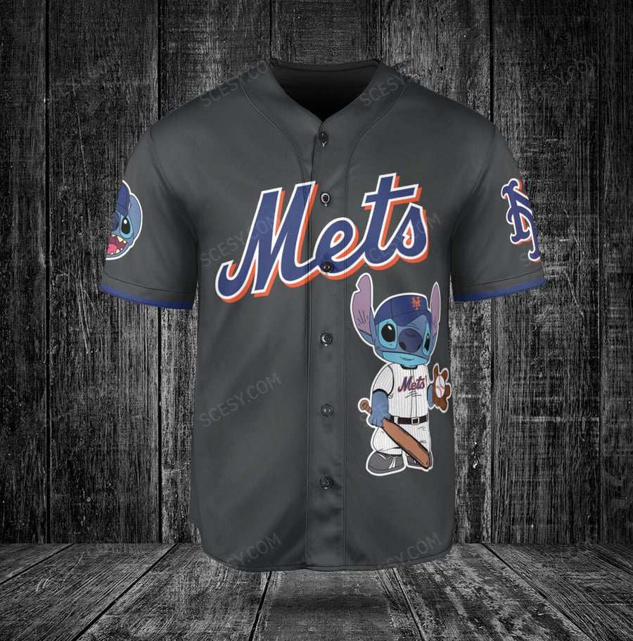 Shop Black New York Mets Lilo & Stitch Baseball Jersey - Limited Stock -  Scesy