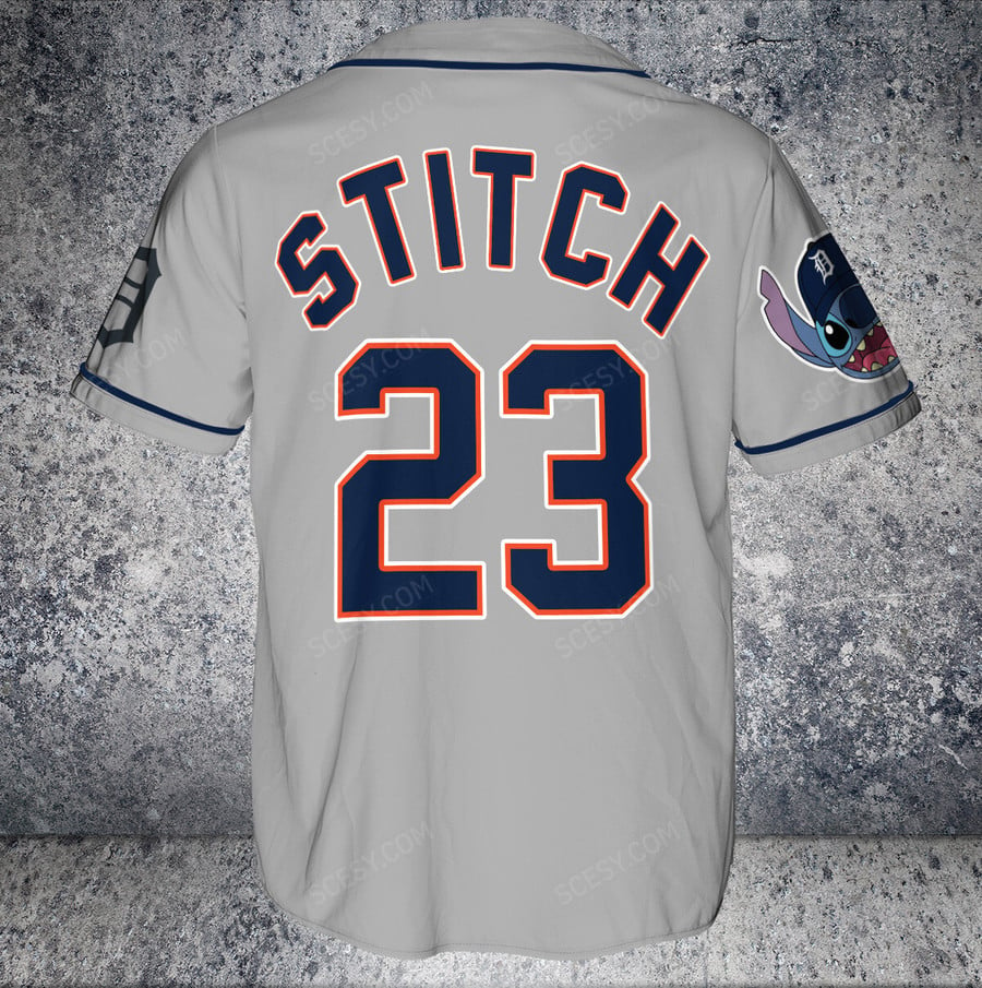 Stylish Detroit Tigers Lilo & Stitch Jersey - Gray