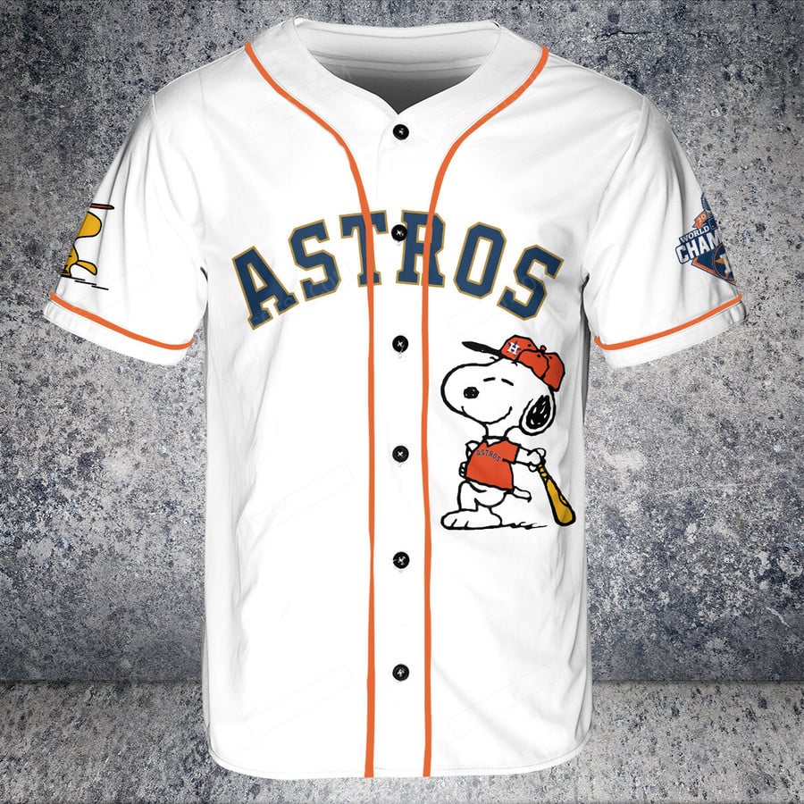Houston Astros Snoopy Baseball Jersey - White - Scesy