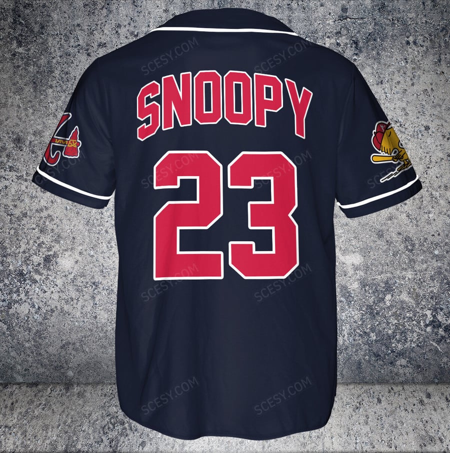 Atlanta Braves Snoopy Baseball Jersey - Navy
