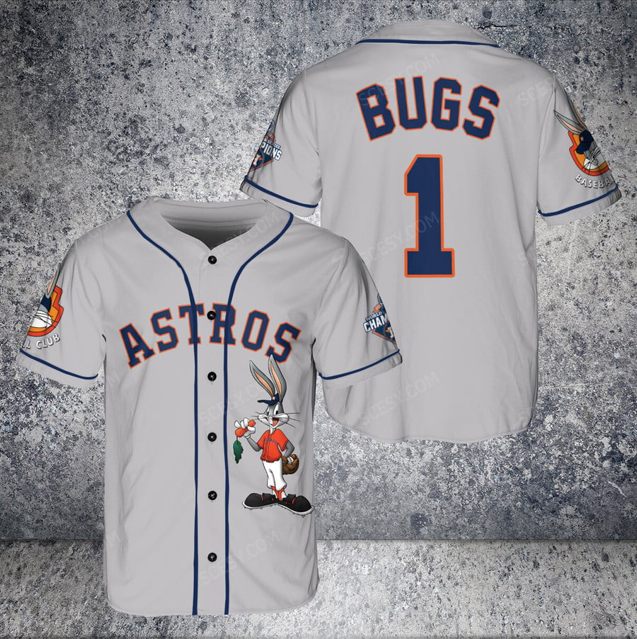 Houston Astros Bugs Bunny Baseball Jersey - Gray - Scesy