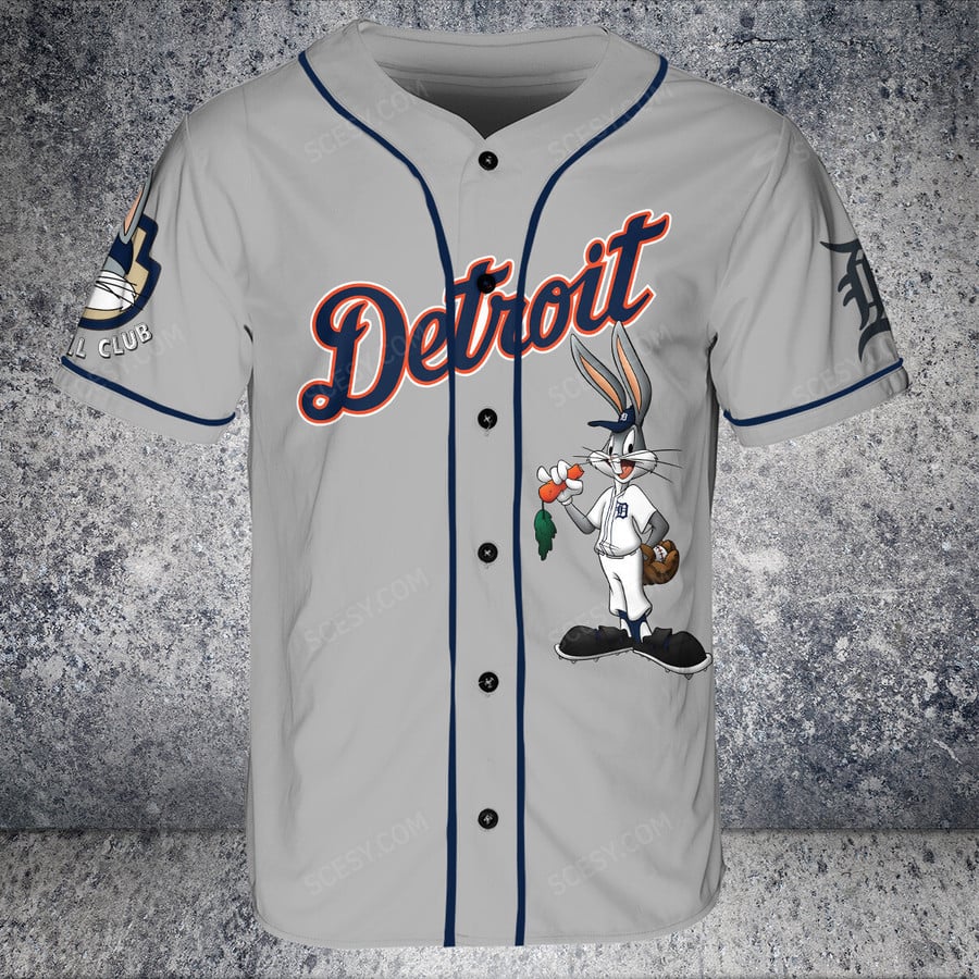 Limited Edition Bugs Bunny Baseball Jersey - Detroit Tigers (Gray) - Scesy