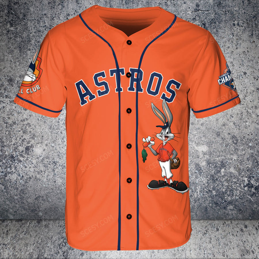 Houston Astros Bugs Bunny Baseball Jersey - Orange - Scesy