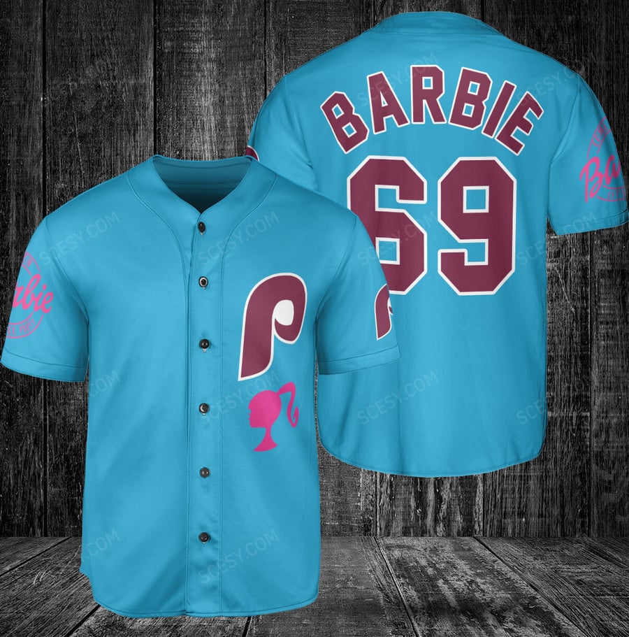 Philadelphia Phillies Barbie Baseball Jersey Light Blue - Scesy