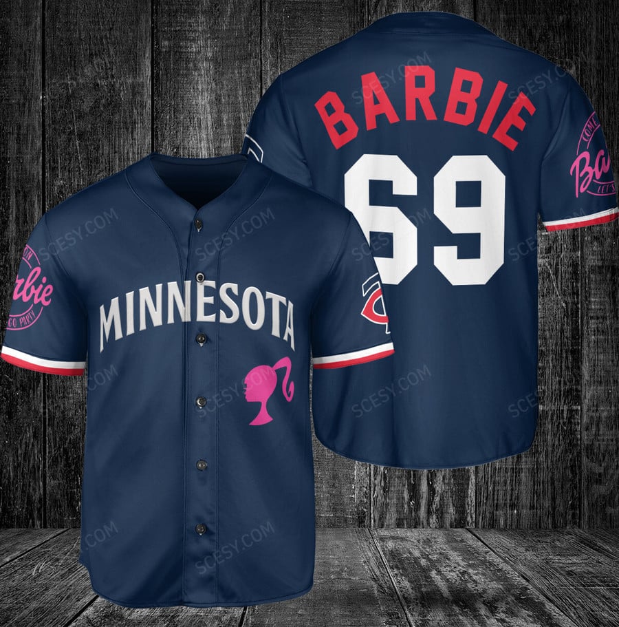Minnesota Twins Barbie Baseball Jersey Navy - Scesy
