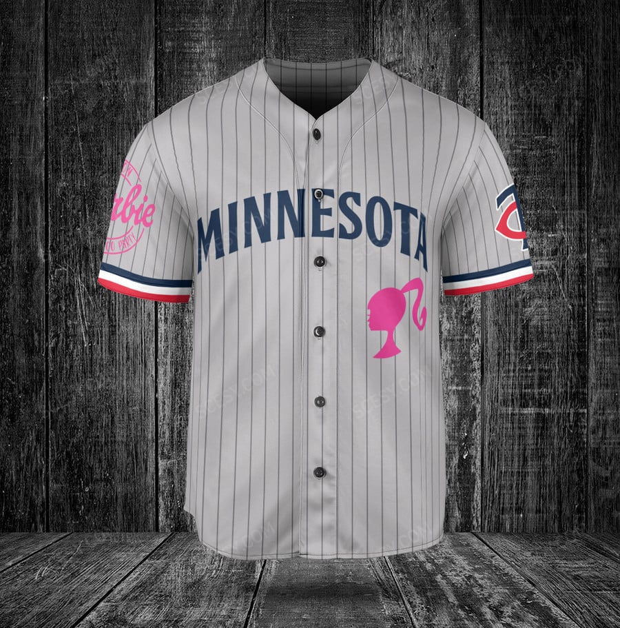 Minnesota Twins Barbie Baseball Jersey Gray Road - Scesy