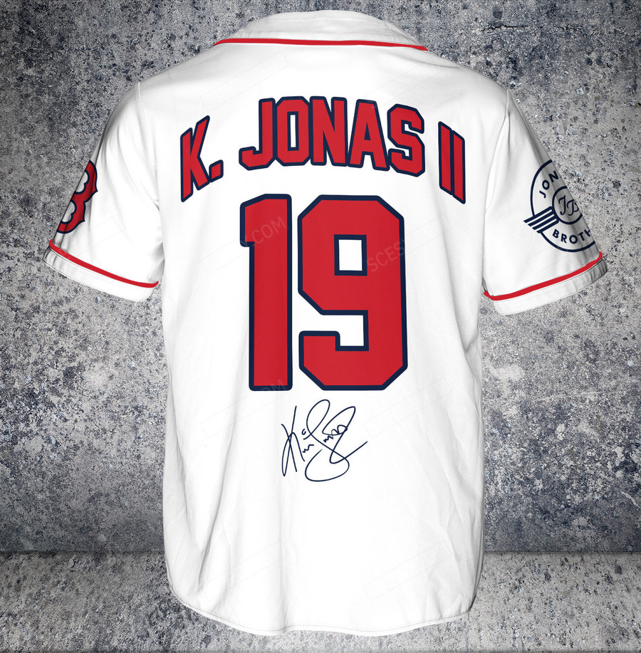 K. Jonas Red Sox Baseball Jersey - White