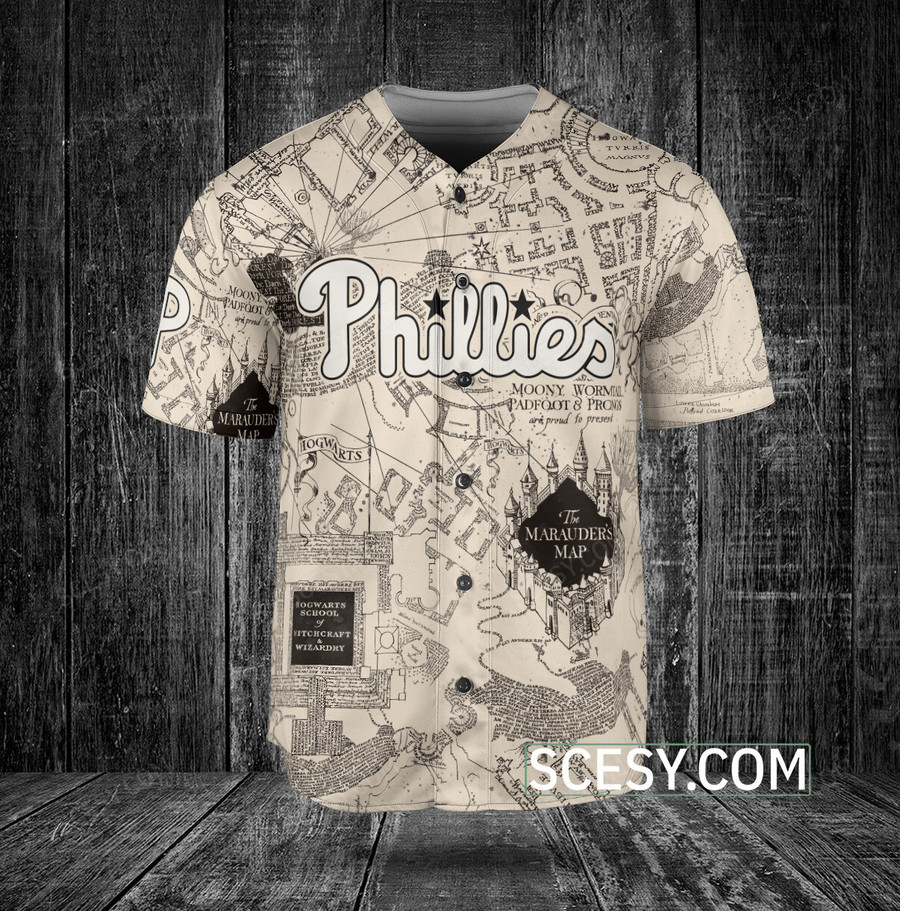 Harry Potter Marauder's Map Baseball Jersey - Phillies - Scesy