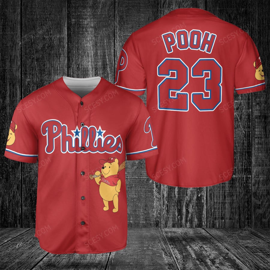Official MLB Phillies Winnie the Pooh Baseball Jersey - Red - Scesy