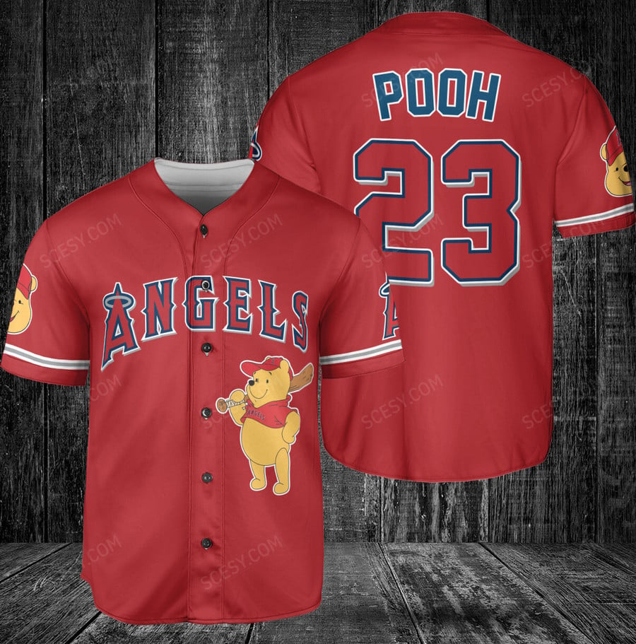 LA Angels Pooh Baseball Jersey - Cream
