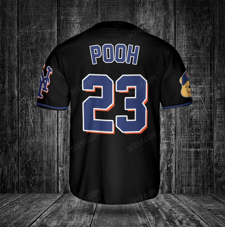 NY Mets Pooh Baseball Jersey - Black - Scesy