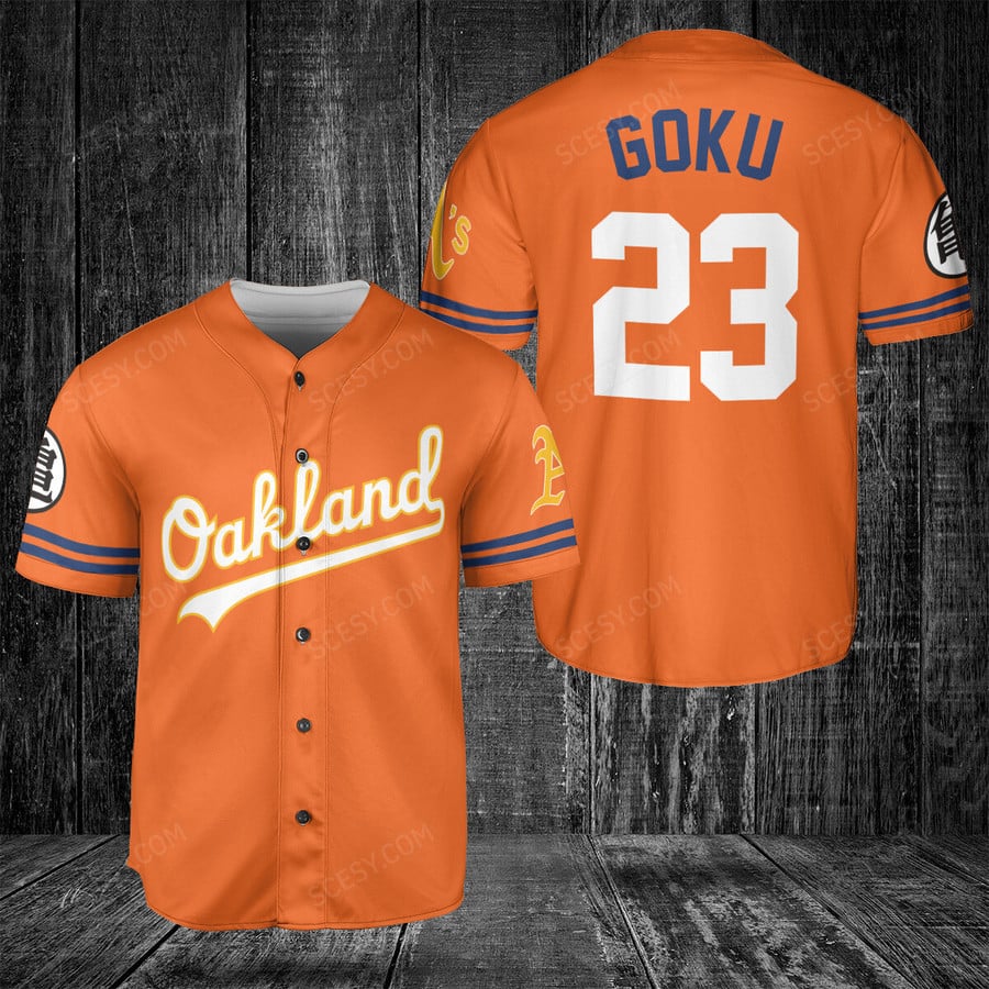 Custom Oakland Athletics Dragon Ball Son Goku Baseball Jersey - Scesy