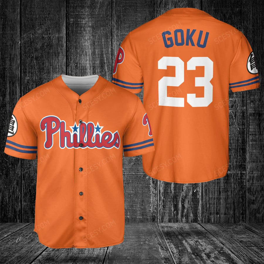 Dragon Ball Son Goku Baseball Jersey - Philadelphia Phillies - Scesy