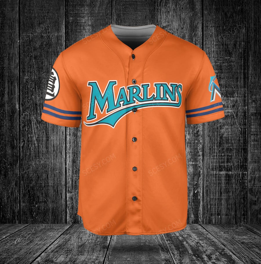 Unique Miami Marlins Son Goku Baseball Jersey - Customizable - Scesy