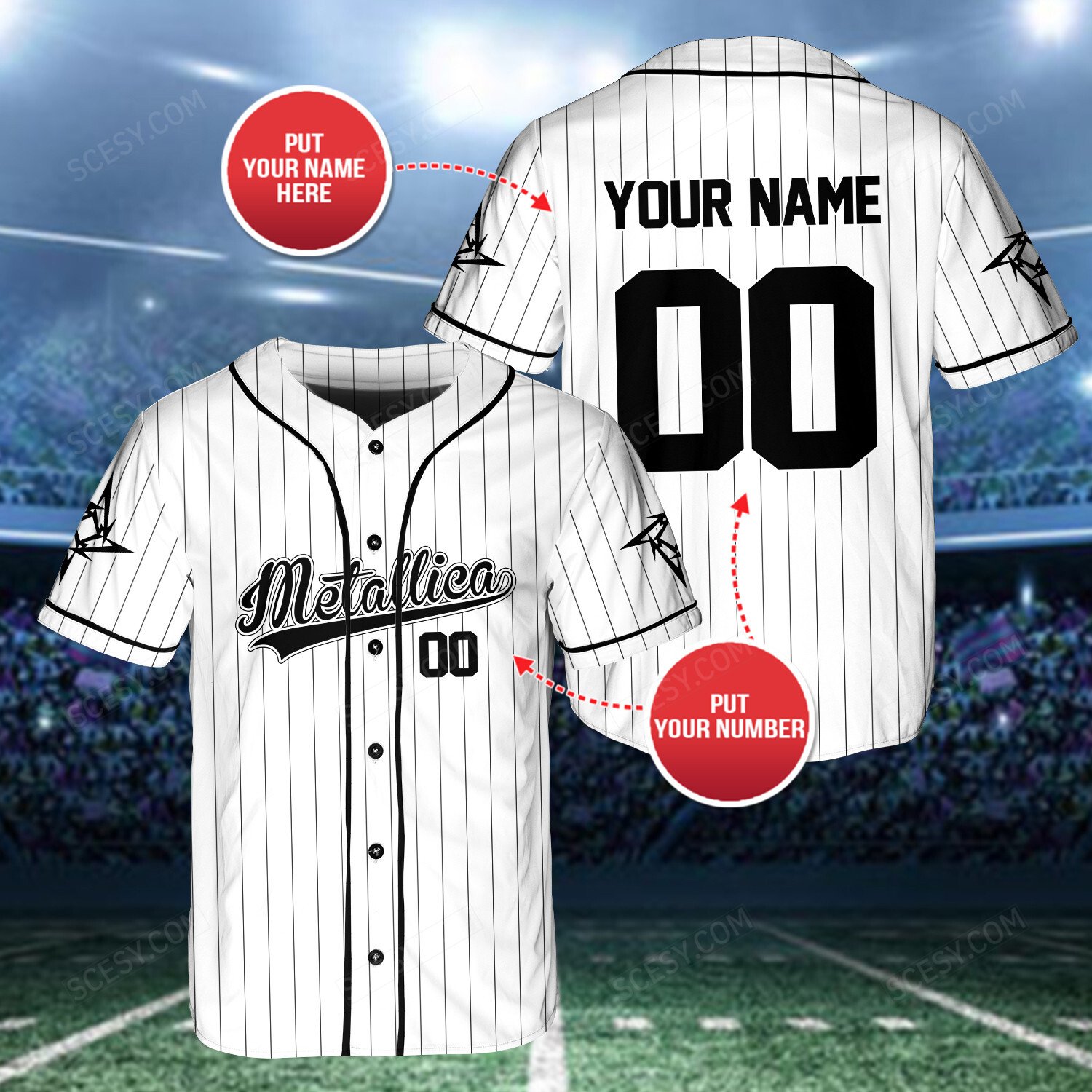 Personalized Metallica Baseball Jersey - Custom Name Design - Scesy