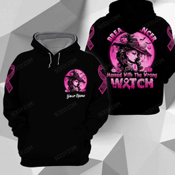 Breast Cancer Messed With The Wrong Witch Gift For Breast Cancer Awareness Happy Halloween personalized 3D All Over Printed Unisex hoodie