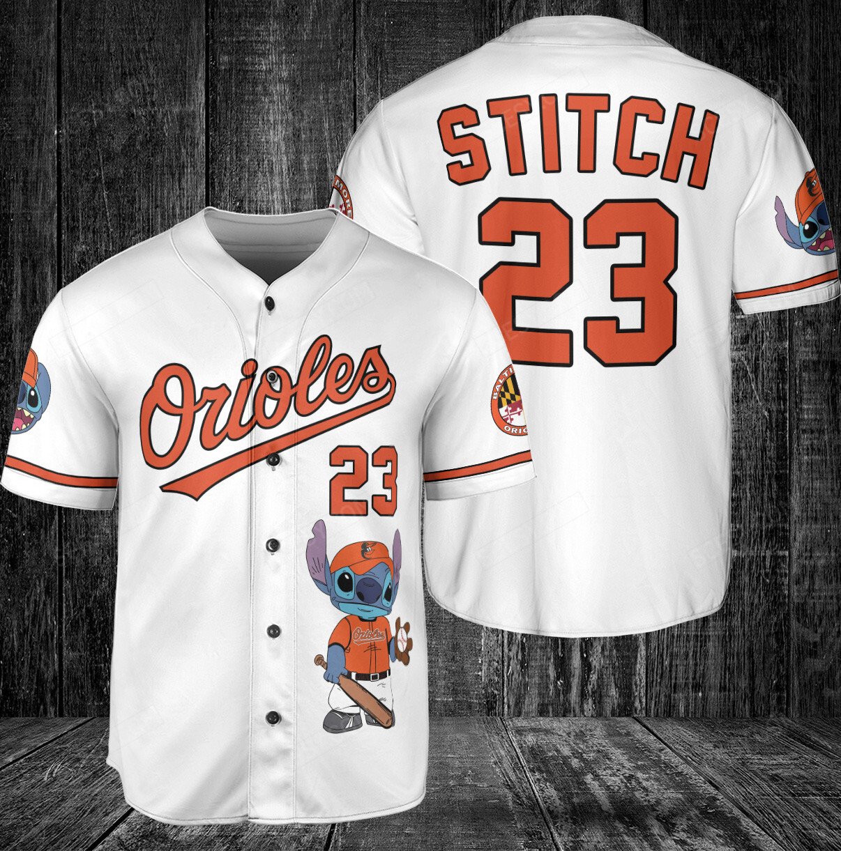 Shop Baltimore Orioles Lilo & Stitch Baseball Jersey - White - Scesy
