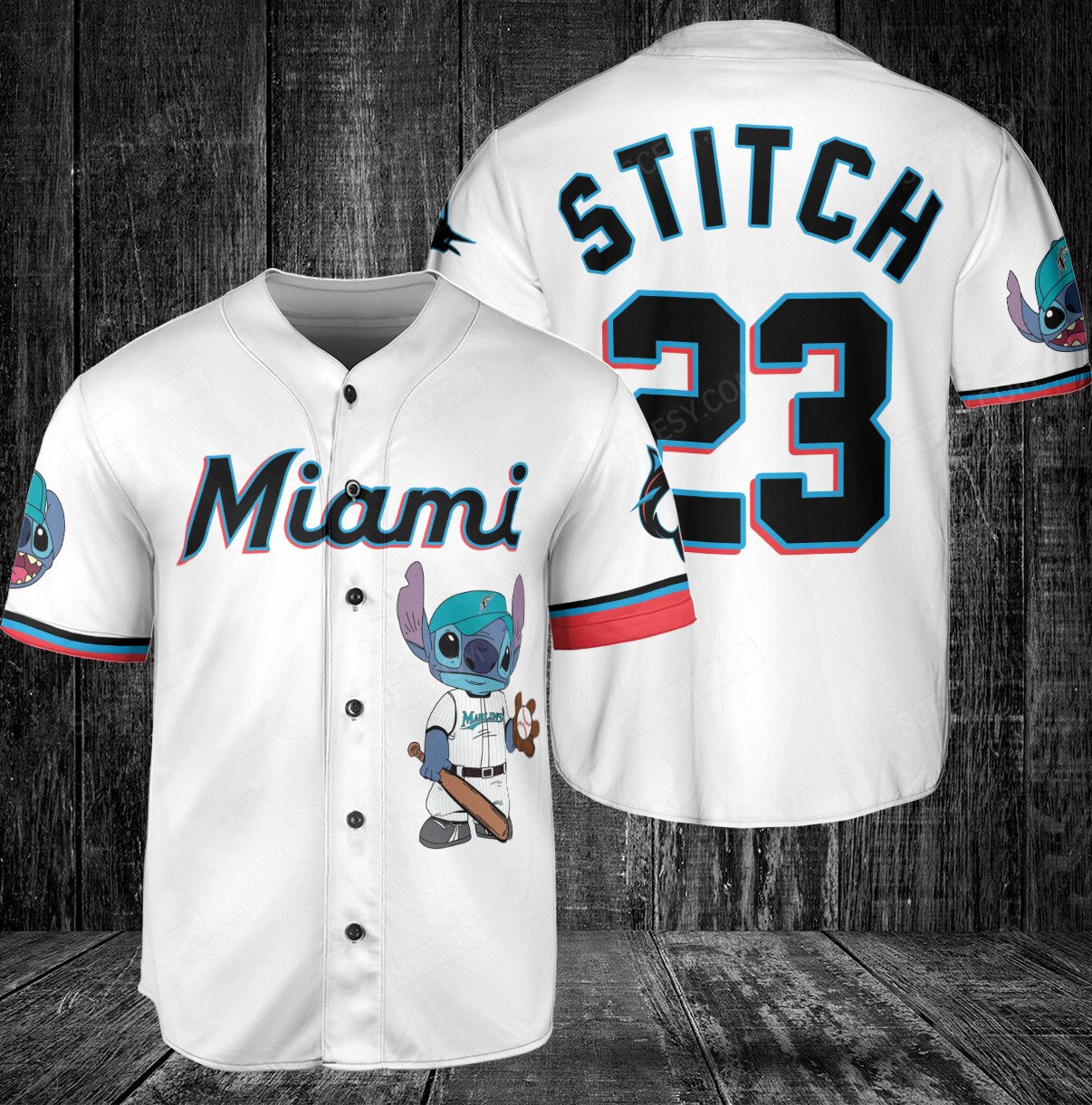 Get Your Miami Marlins Lilo & Stitch Baseball Jersey - White - Scesy