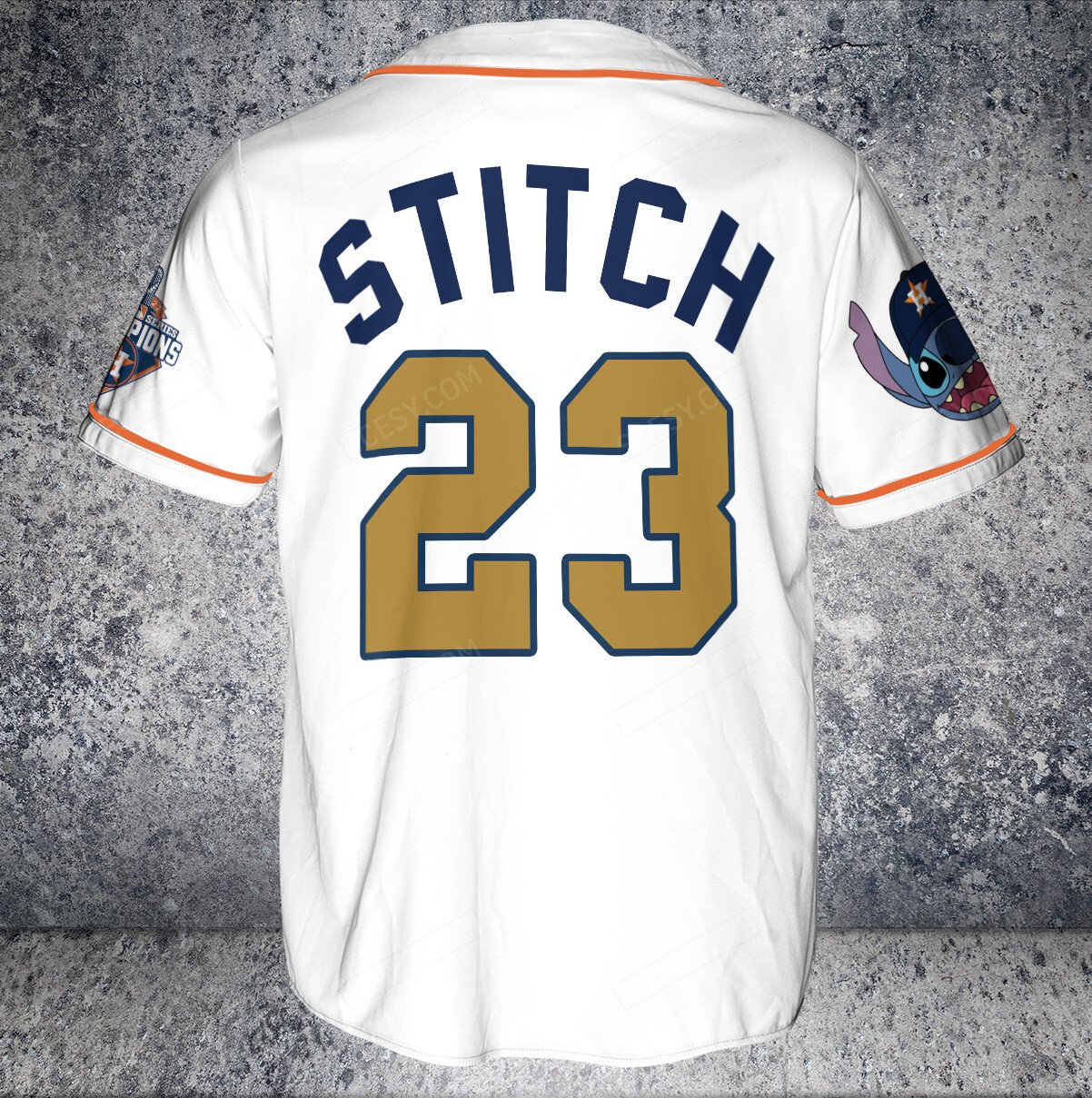 Houston Astros Lilo & Stitch Baseball Jersey - Orange - Scesy