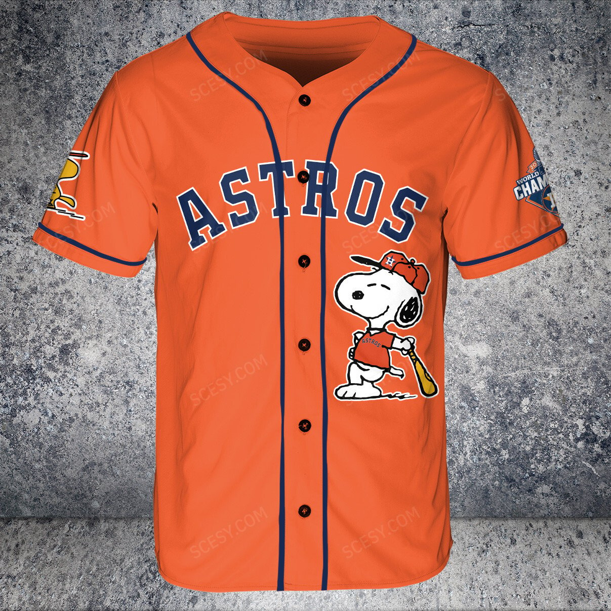 Houston Astros Snoopy Baseball Jersey - White - Scesy