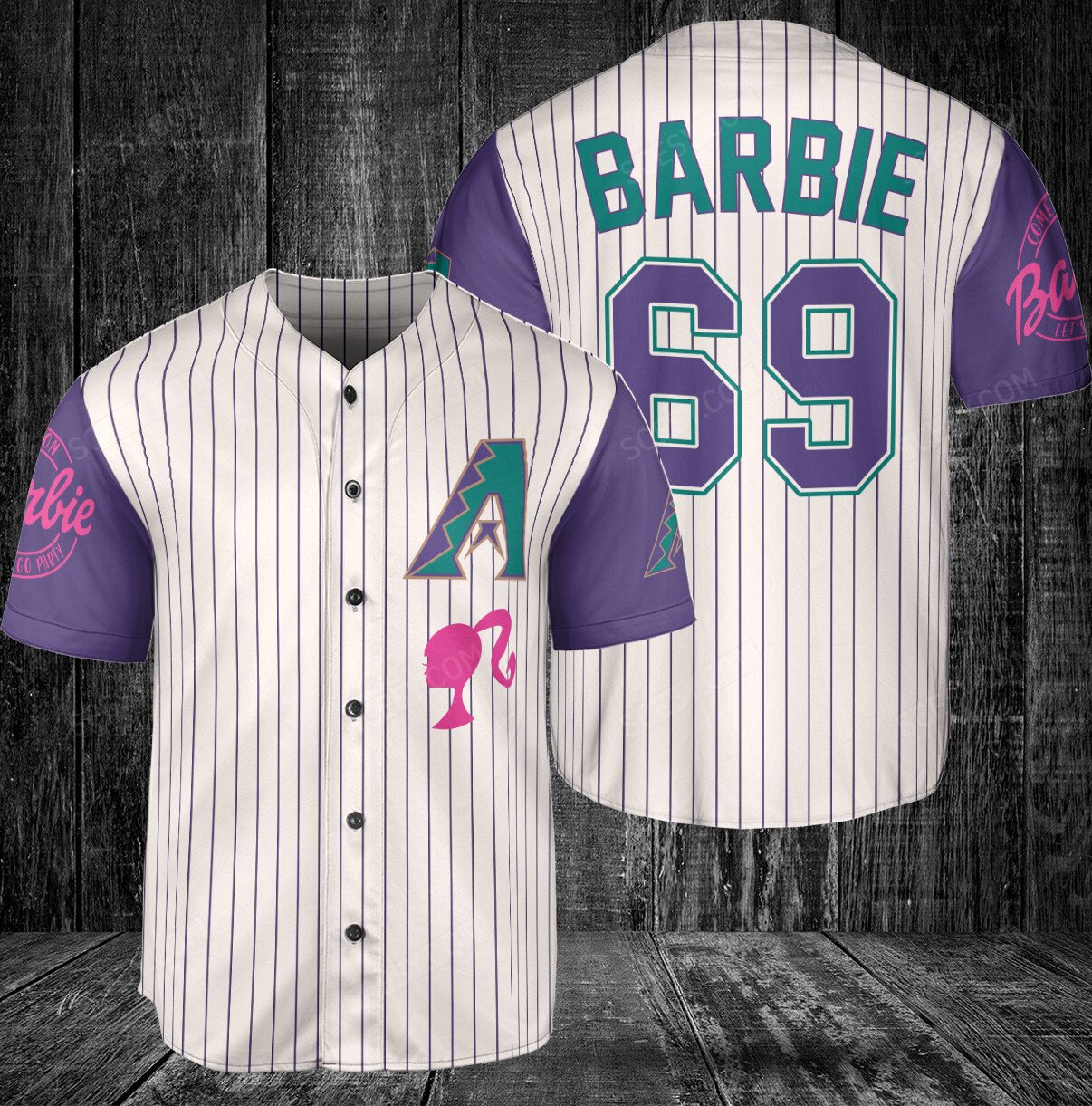 Arizona Diamondbacks Barbie Baseball Jersey Cream-Purple - Scesy