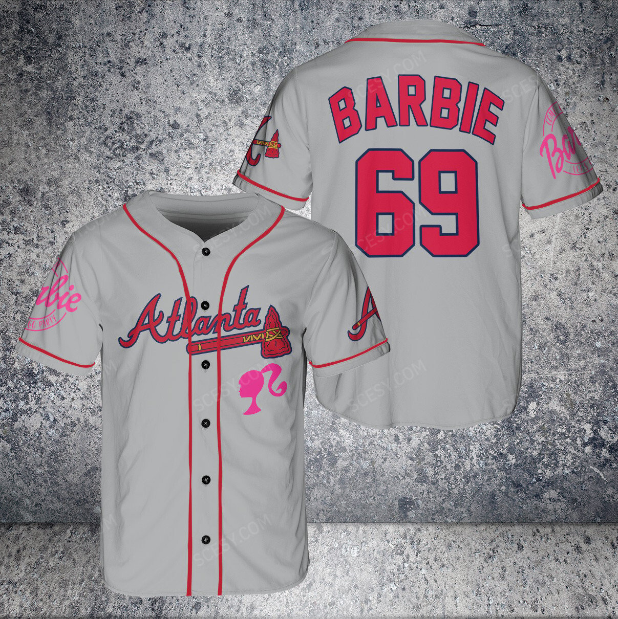 Atlanta Braves Barbie Baseball Jersey Navy - Scesy