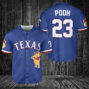 Texas Rangers Pooh Baseball Jersey - Royal - Scesy