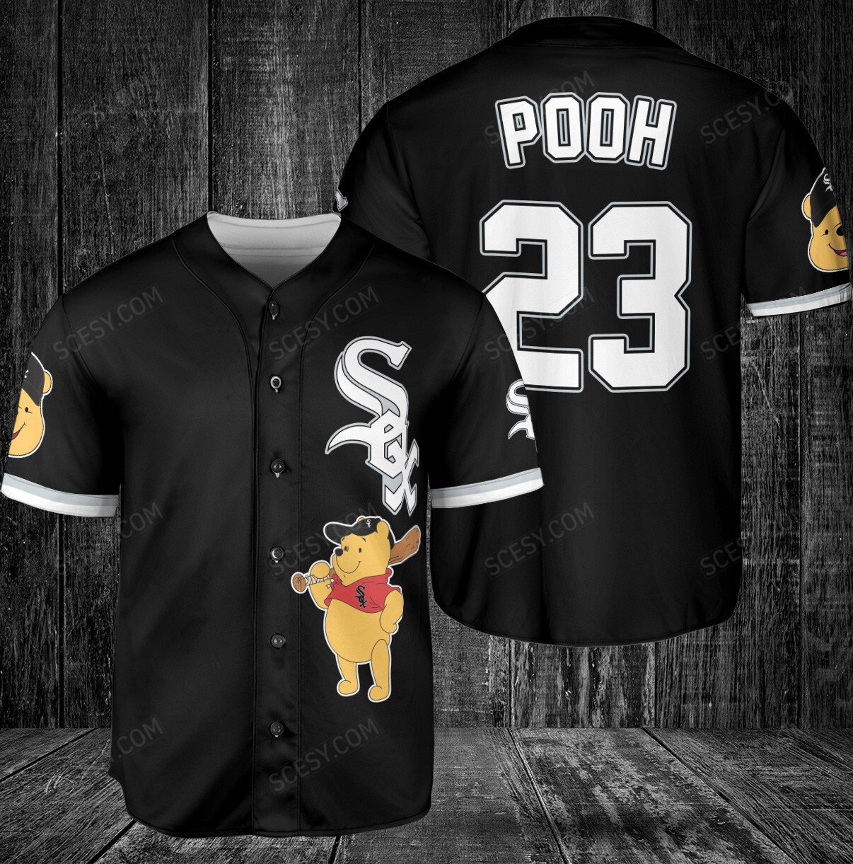 LA Dodgers Pooh Baseball Jersey Gray - Scesy