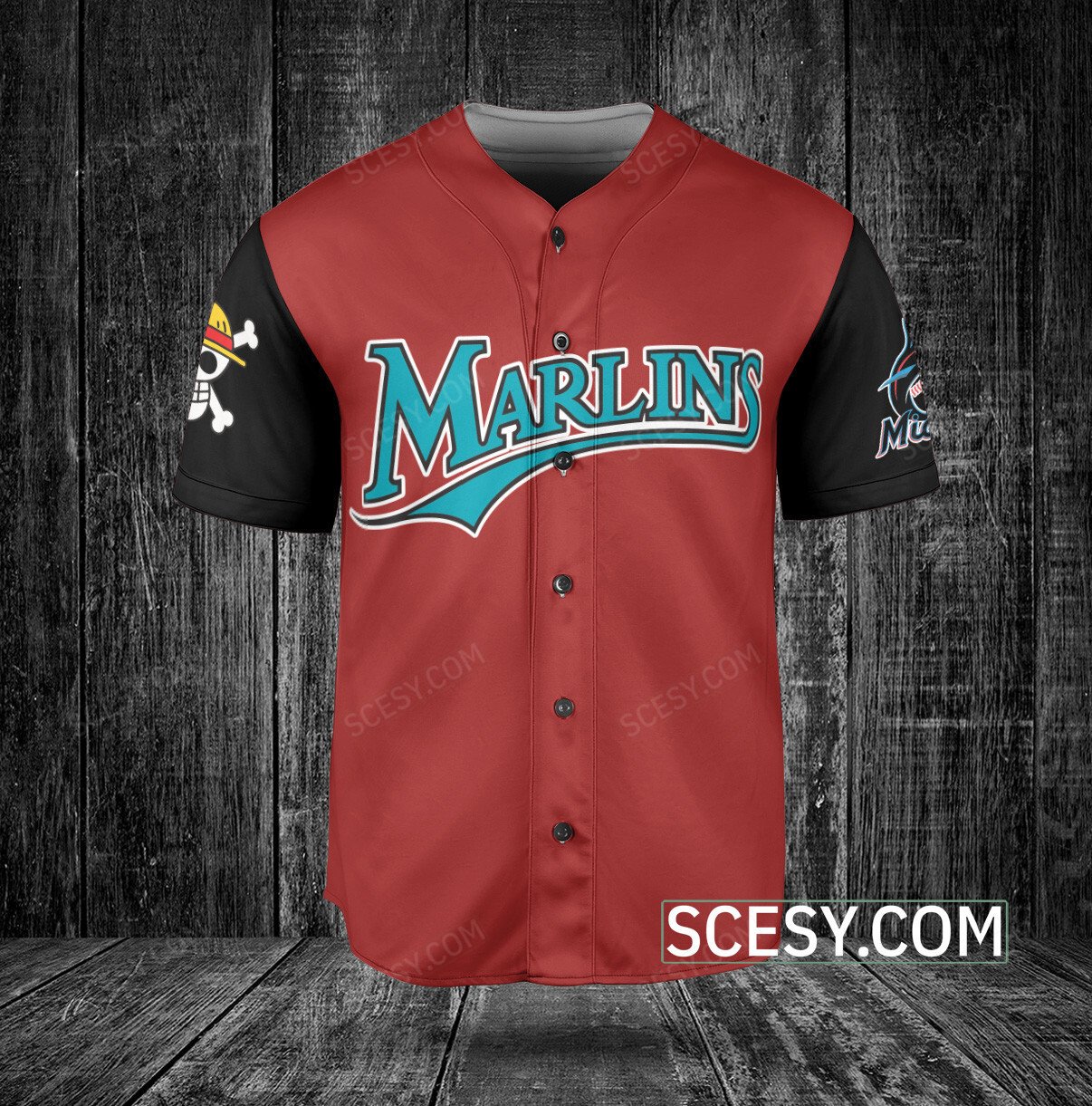 Miami Marlins One Piece Baseball Jersey Red - Scesy
