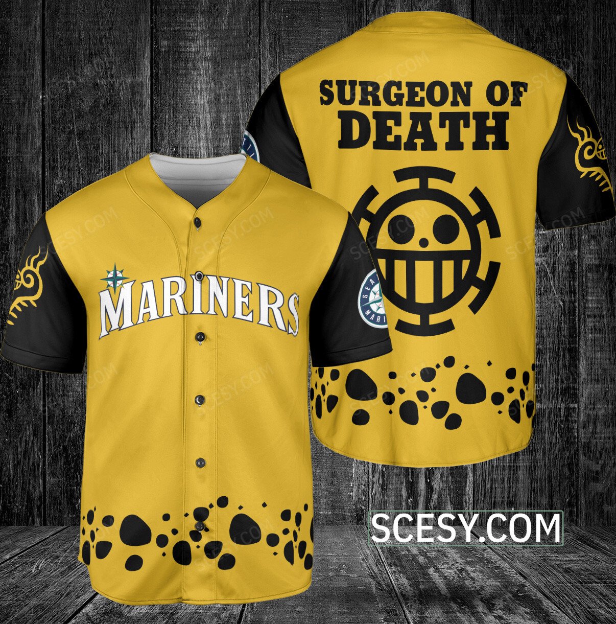 Seattle Mariners One Piece Baseball Jersey Yellow - Scesy