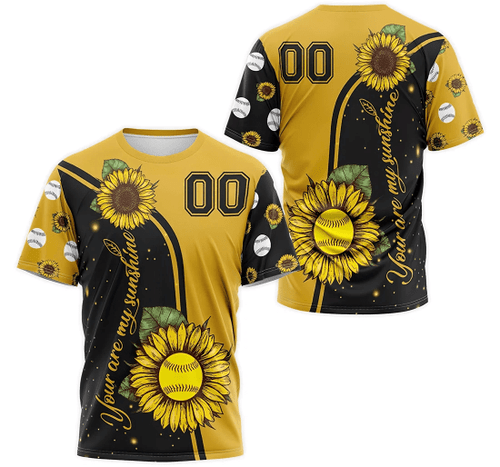 Personalized Baseball Sunflower You Are My Sunshine Apparel